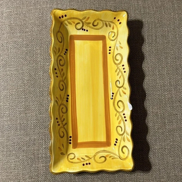 2 Italian Villa Pattern Rectangle Serving Dishes HomeTrends Yellow (2 matching) - Picture 12 of 16